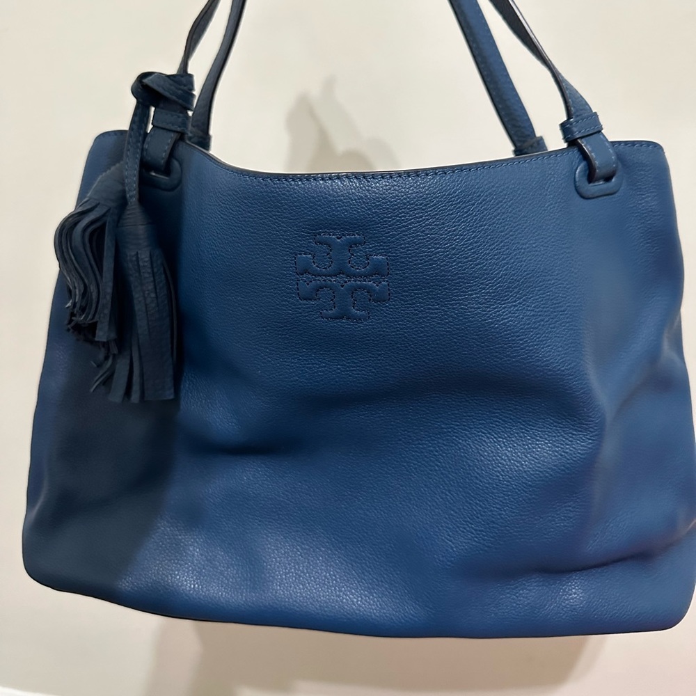 Tory Burch leather blue tote